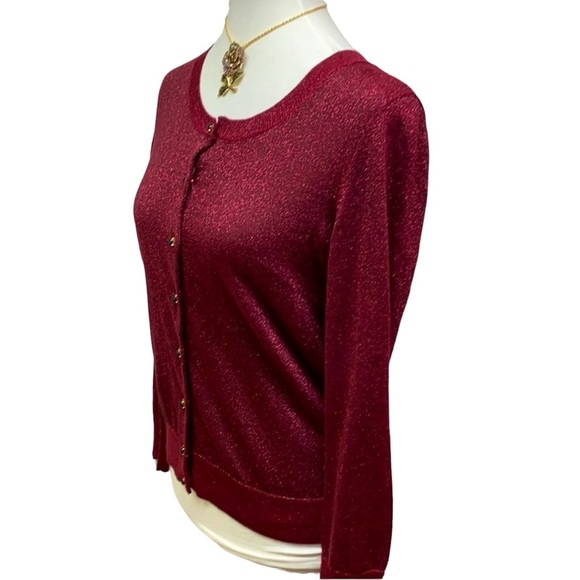 Talbots Sparkling Cranberry Cardigan Sweater - Picture 4 of 8